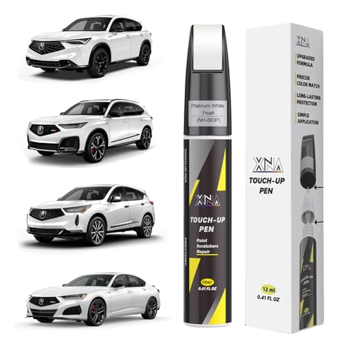 XNA Platinum White Pearl(NH-883P) for Acura Touch Up Paint, 2 in 1 Car Scratch Remover with Pen Tip and Brush, Exact Color-Matched for Car Paint Scratch Repair, Quick & Easy Fix Chips and Nicks