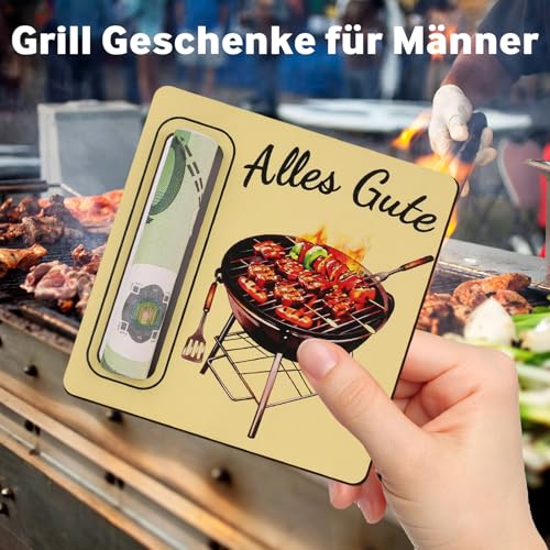 Grill Geschenke für Männer, Geburtstagsgeschenk für Männer, Geldgeschenk Verpackung aus Holz, Grillfan Grillen Geschenk, Wunscherfüller Geschenk