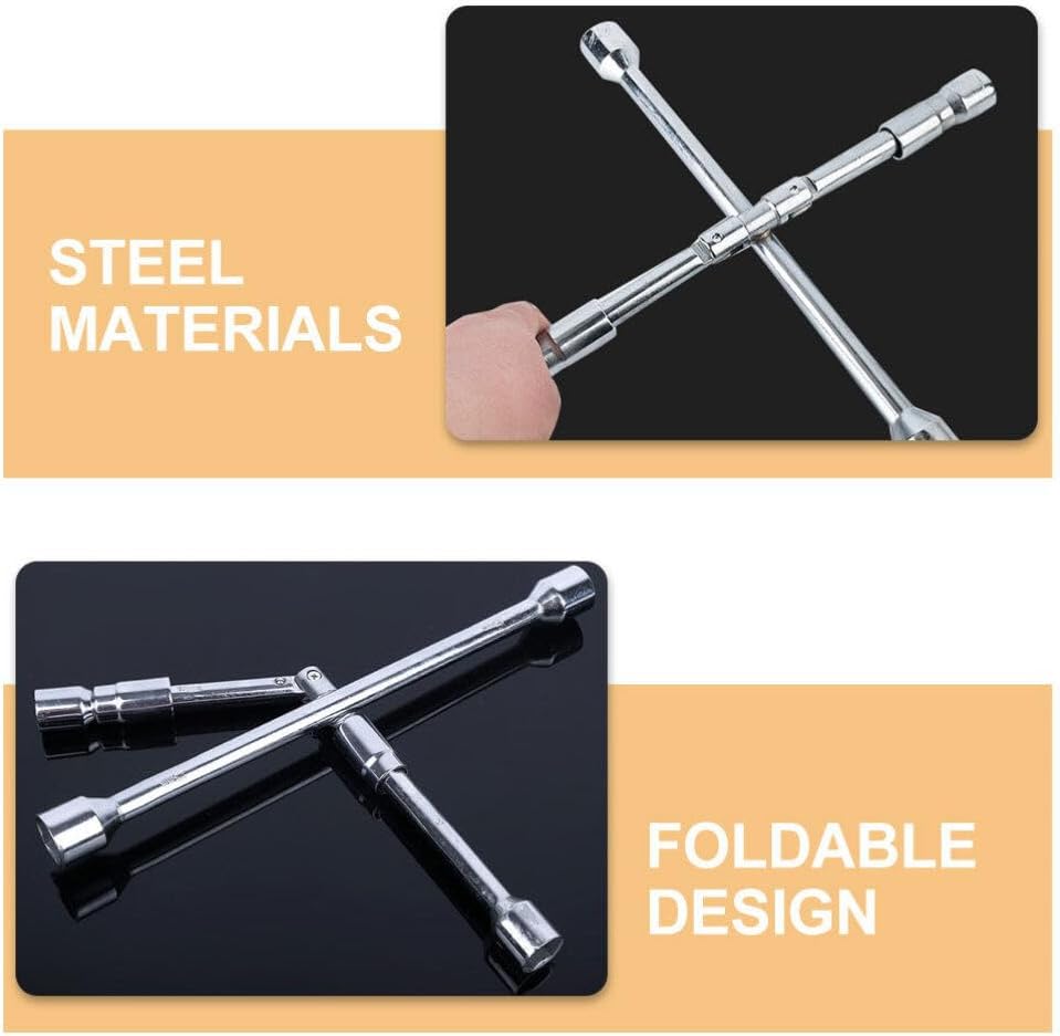 Folding Lug Wrench for Tire Repair Compact and Tire Nut Remover Ergonomic Design for Easy Use Cars Suvs and Trucks