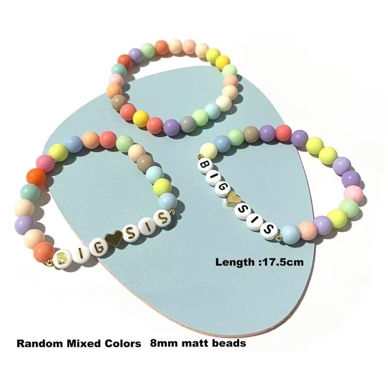 Image of Colorful Big Sister Bracelet Little Sister Bracelet Letter Beads and Heart Beads Bracelet Y2K Jewelry Gifts for Women