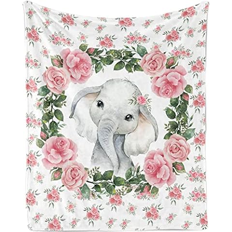 Soft Floral Elephant Baby Throw Blanket Cover