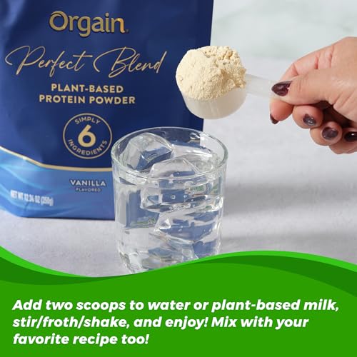Image of Orgain Organic Vegan Perfect Blend Protein Powder, 20g Clean Plant Protein, 6 Ingredients, <1g Sugar, Gluten Free, Non-GMO; No Artificial Flavors, Stevia Extract, Dairy or Soy Ingredients- Vanilla