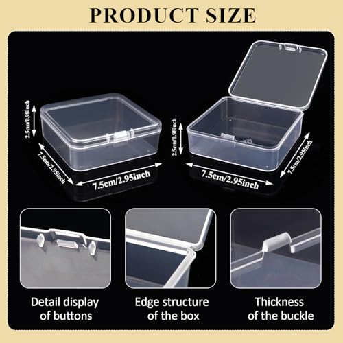 Image of 24 Pieces Plastic Bead Organizers and Storage, Clear Versatile Container Box for Crafts, Beads, Hardware, Keys, Pills Storage (2.95 x 2.95 x 0.98 Inch)