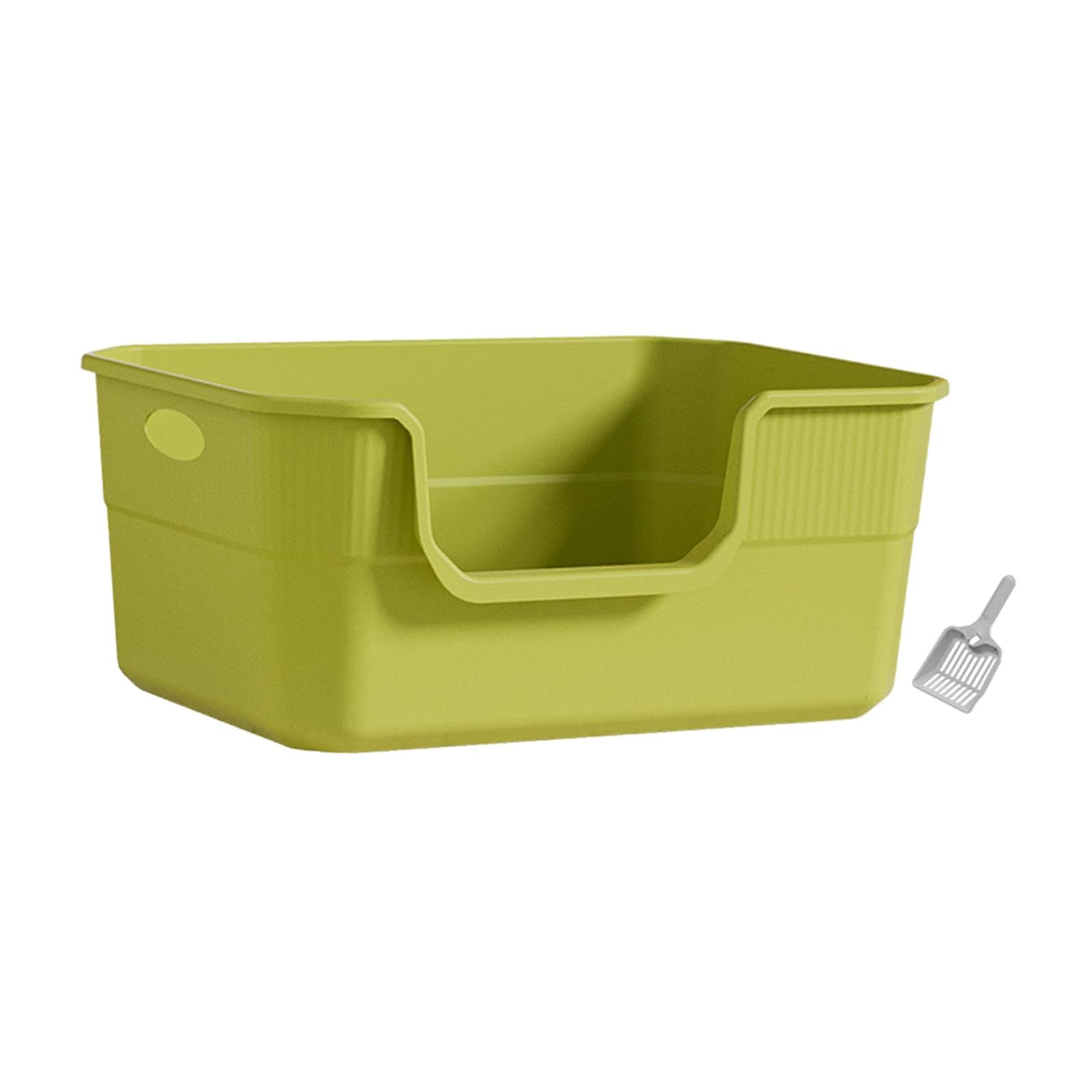 Colcolo Offene Katzentoilette, extra große, leicht zu reinigende, 24 cm hohe Bettpfanne für Katzen im Innenbereich, Sandkasten, Grün