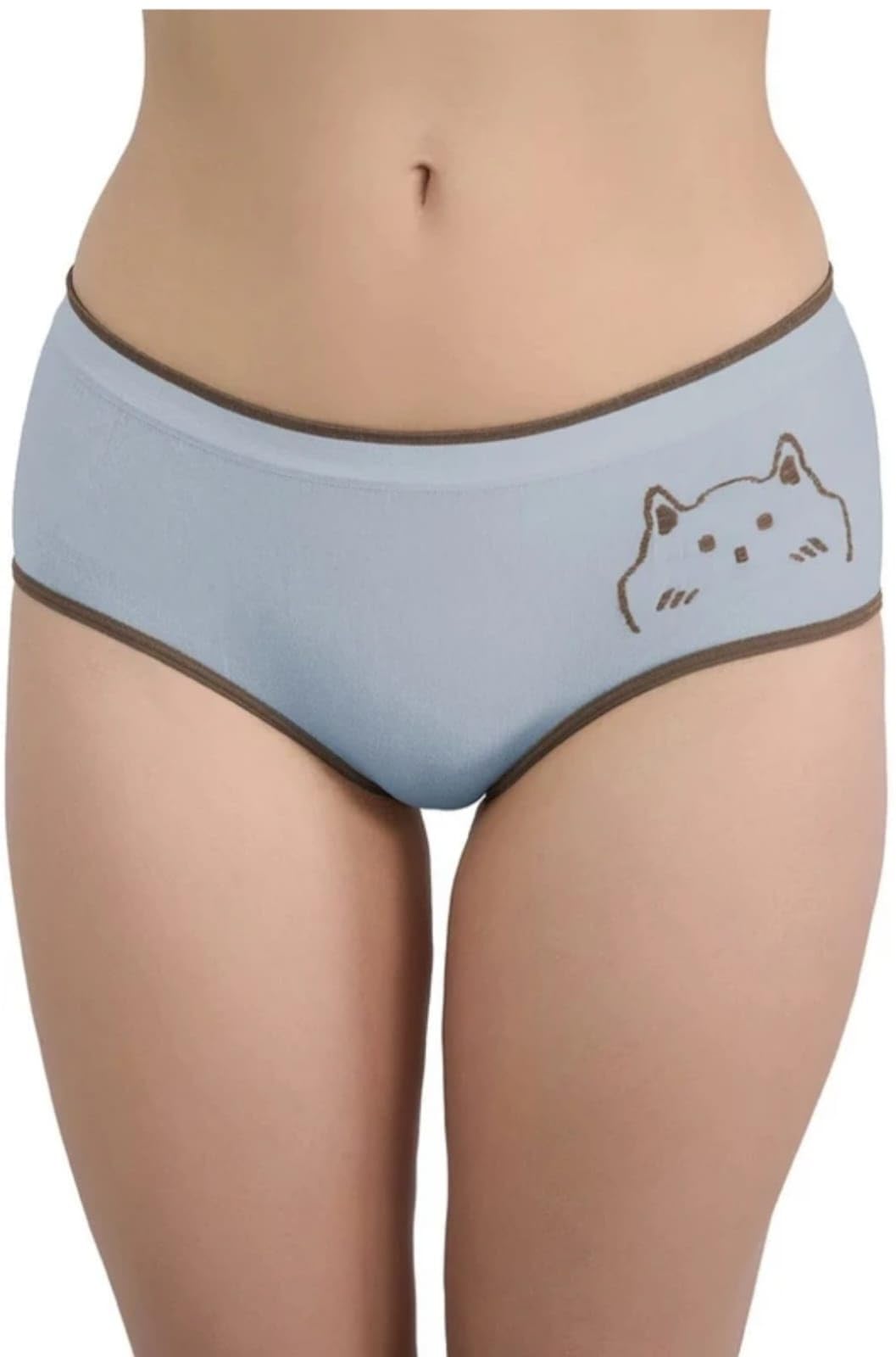 Ladies Cotton Blend Cute Cat Print Panty Combo | Stretchable Comfortable Bikini Briefs (Pack of 3) (Multicolor)-image-1