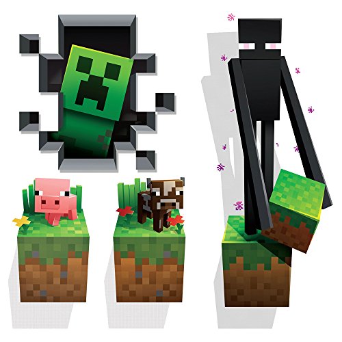 JINX Minecraft Wall Cling Decal Set (Creeper, Enderman, Pig, Cow)