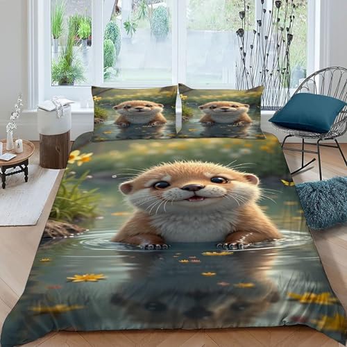 Housse de couette loutre 3D de qualité supérieure en microfibre douce 220x240cm - 2