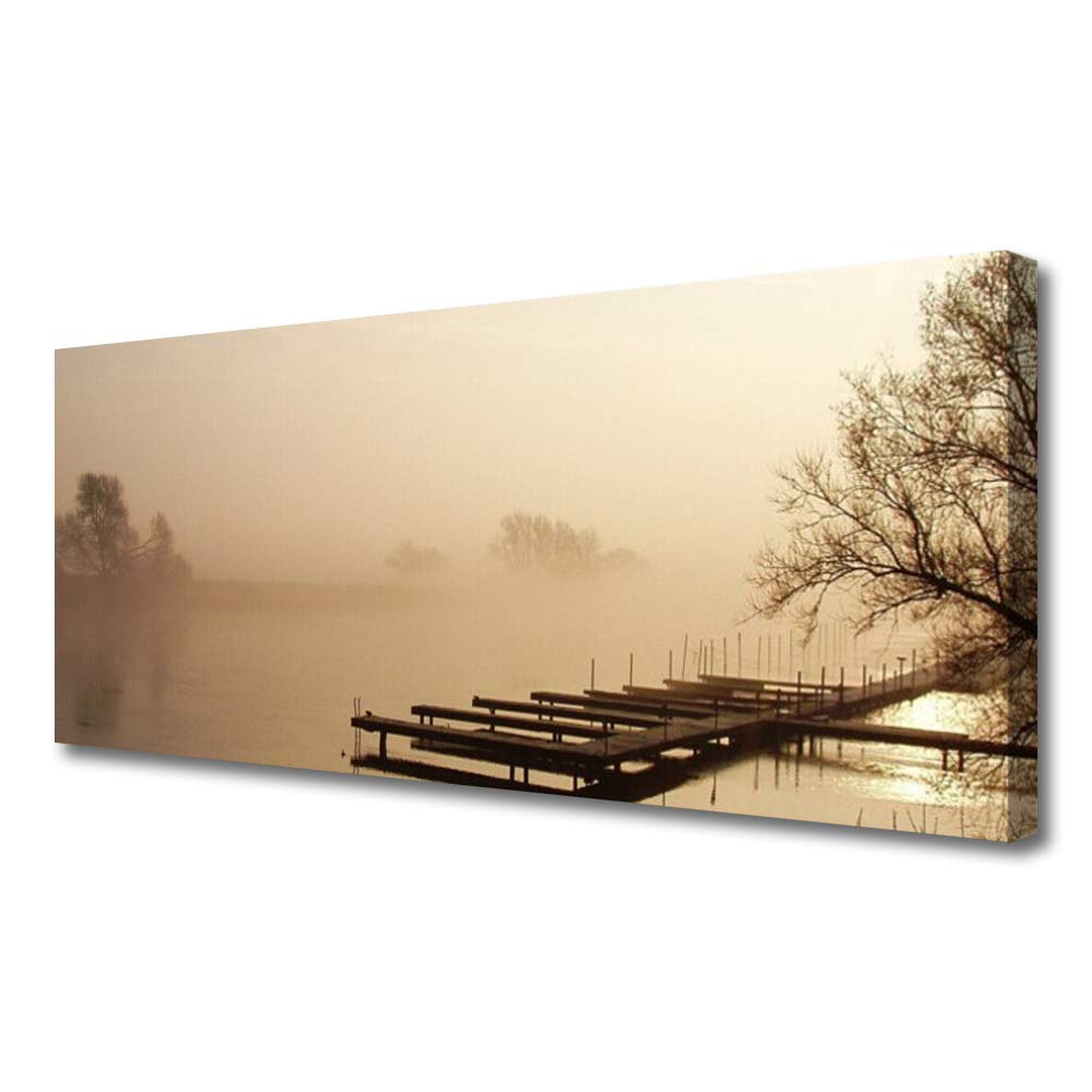Tableau déco mural moderne pour salon représentant un pont brumeux