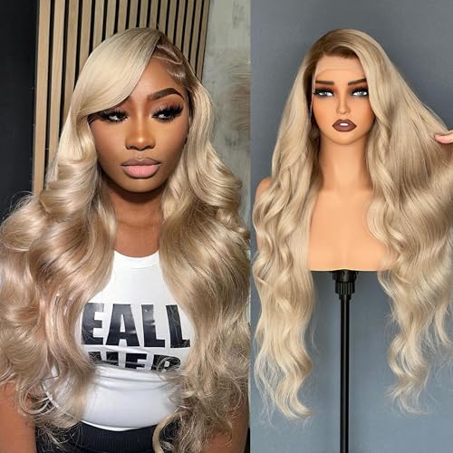 Msviki Mocha Ash Blonde Body Wave Lace Front Wig 30