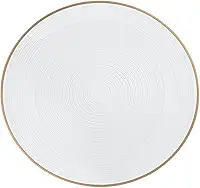 Prato Descartável De Luxo Poliestireno 26Cm Kit 6 Unidades - Borda Dourada