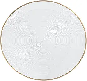 Prato Descartável De Luxo Poliestireno 26Cm Kit 6 Unidades - Borda Dourada