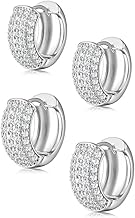 Chriscoco 2 Pairs Hoop Earrings 14K Gold Plated Silver Hoop Earrings Hypoallergenic Women Set CZ Small Hoop Earrings