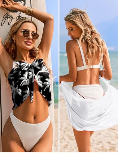 Image of Ekouaer 2 Pieces Women Beach Sarongs Sheer Cover Ups Chiffon Bikini Wrap Skirt for Swimwear S-XXL