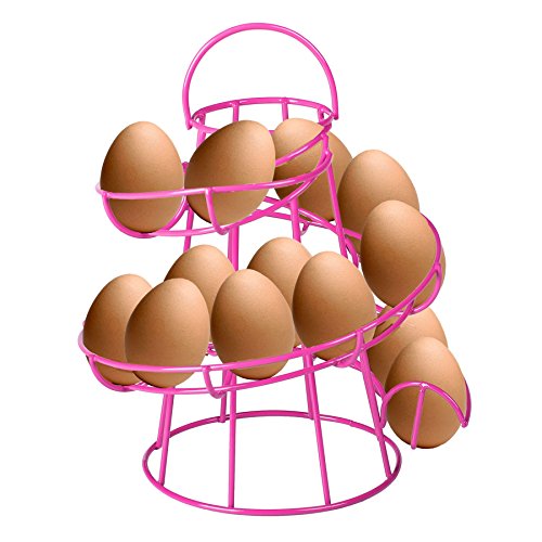 CrazyGadget® Panier à ufs métallique en forme de toboggan en spirale, style vintage, avec poignée de transport, peut contenir jusqu'à 12 ufs, 11 coloris différents au choix