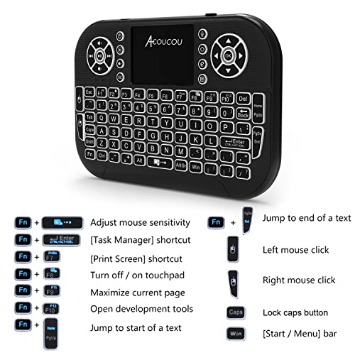 Acoucou (Upgreade 2.4Ghz＆Bluetooth Mini Keyboard, Mini Wireless Keyboard Remote Control With Touchpad Mouse Combo, Multi-Media Keys Compatible With Android Tv Box, Iptv, Htpc, Smart Tv, Pc,Etc. #TOP7