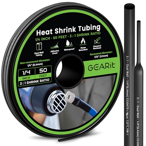 Gaine thermorétractable 3.8 cm GearIT 3:1 noir rouleau 15m