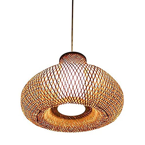 Lustre en bambou suspendu style panier et rotin tressé pour salon et chambre