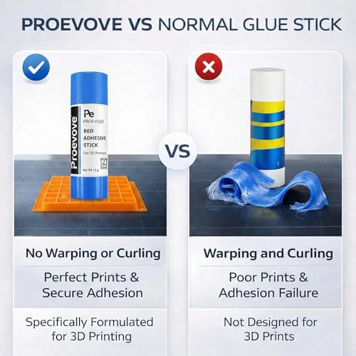Image of Proevove 3D Printer Bed Adhesive Stick - Pack of 3 (15g Each) | PVP Glue for PLA, ABS, PETG, TPU | Strong Build Plate Adhesion | Washable & Non-Toxic | 3D Printing Essential (3)