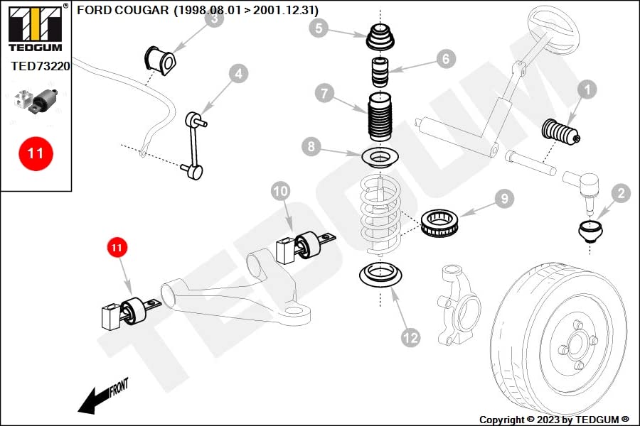 Douille de bras de commande TEDGUM TED73220 solution jeu mécanique et usure pneu train avant