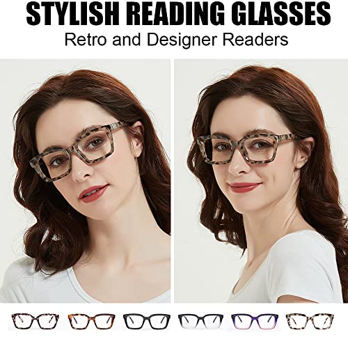 JiSoo Reading Glasses 3.5 Blue Light Blocking,Oversized Reading Glasses 3.5 Women/Men with Spring Hinge, Tortoise Grey - Image 3