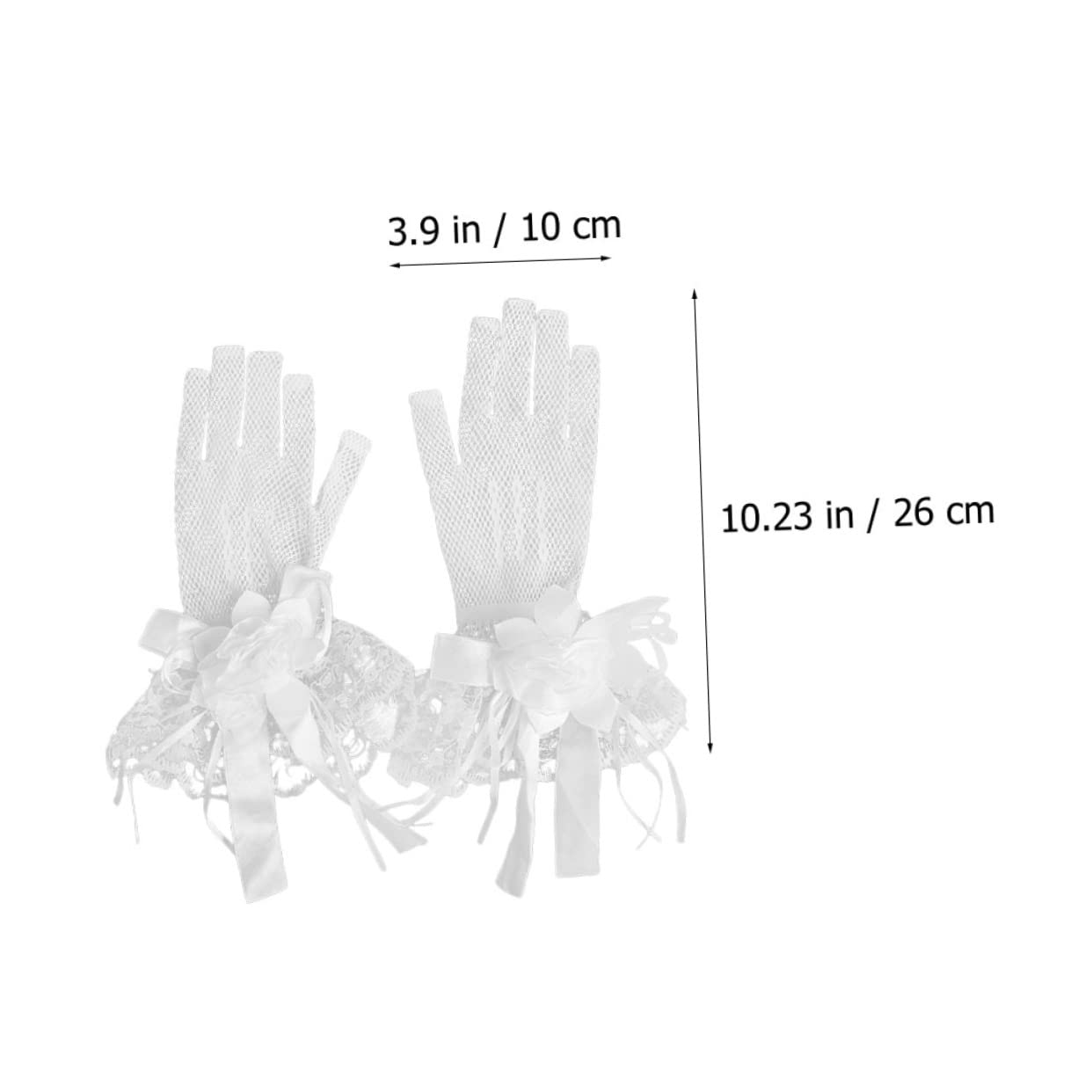 Abaodam Guantes de Novia de Malla y Encaje Floral Beige 1 Par