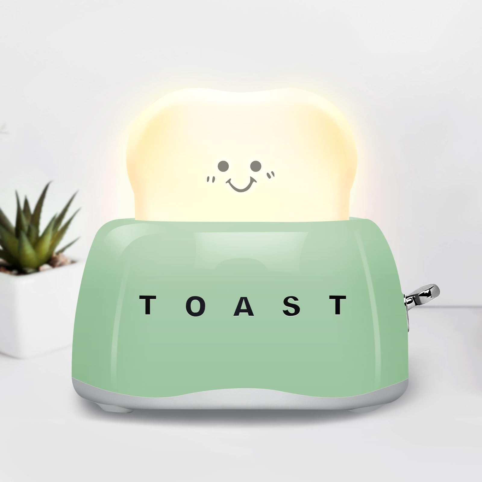 Elite Aiwei Cute Desk Decor Toast Lamp Night Light for Kids- Kawaii Christmas Birthday Gifts for Teen Girls Women Kids- Small Desk Lamp Rechargeable Gift for Girls of All Ages (Green)