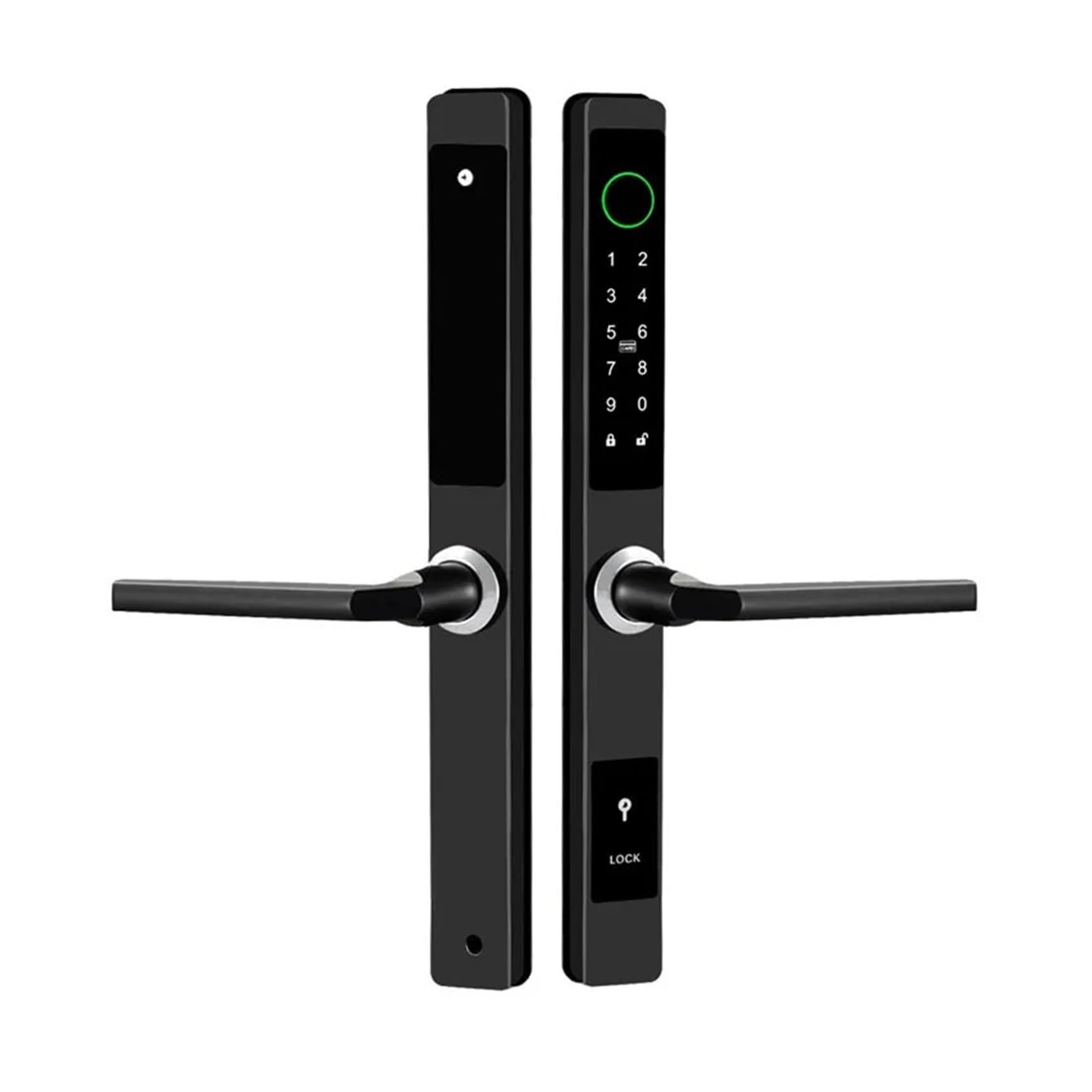 CVFRDD Smart Door Knob, TTLock APP Waterproof Finrprint Password Card Lock For Outdoor Used Pull Push Sliding Door With 2585 3085 4085 5085 Mortise Keyless Entry Door Handle(Black A 8550)