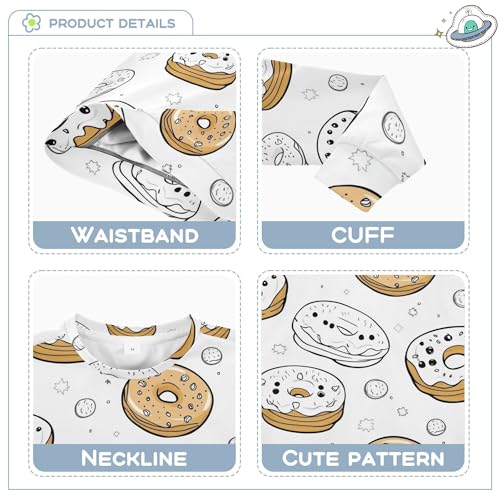 JUNZAN Cute Cartoon Donuts White Little Kids Hooded Sweatshirt Long Sleeve Hoodie for Boys Sports 4T3