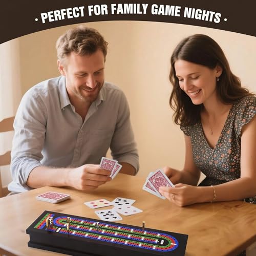 Juego de Mesa Cribbage de Madera con Tablero y Cartas miniatura 7