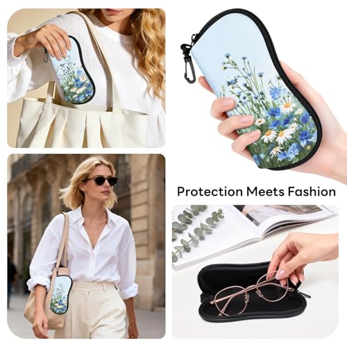 Image of Sunglasses Case with Belt Clip, Ultra Light Neoprene Zipper Soft Padded Glasses Case for Women Men