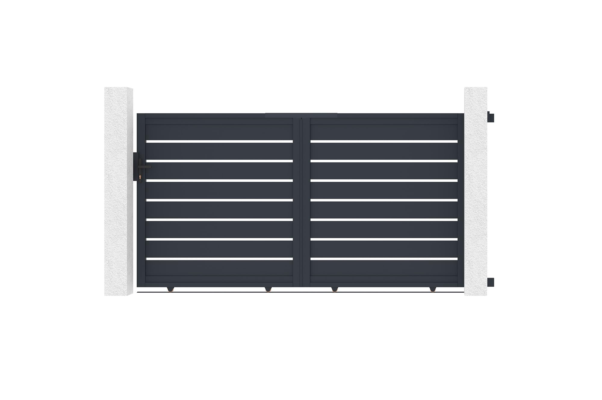 Casanoov Portail coulissant 3m VOGEL H.160cm + Portillon 1m VOGEL H.160cm aluminium gris