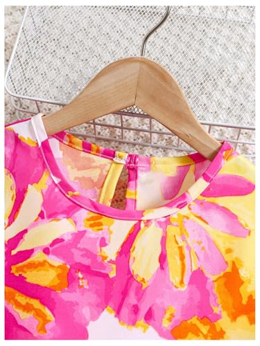 Floerns Girl's Boho Floral A Line Tank Dress Crew Neck Sleeveless Midi Dresses3