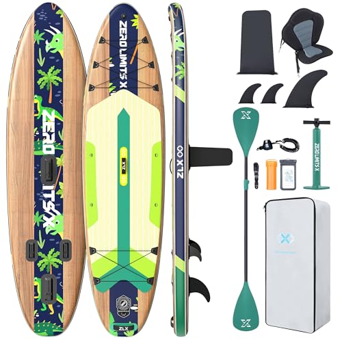ZLX SUP Board mit Sitz Stand up Paddling Board 320cm Stabil Aufblasbares Paddle Board für Erwachsene Familien Anfängerfreundlich, Anti-Rutsch Deck, Pumpe
