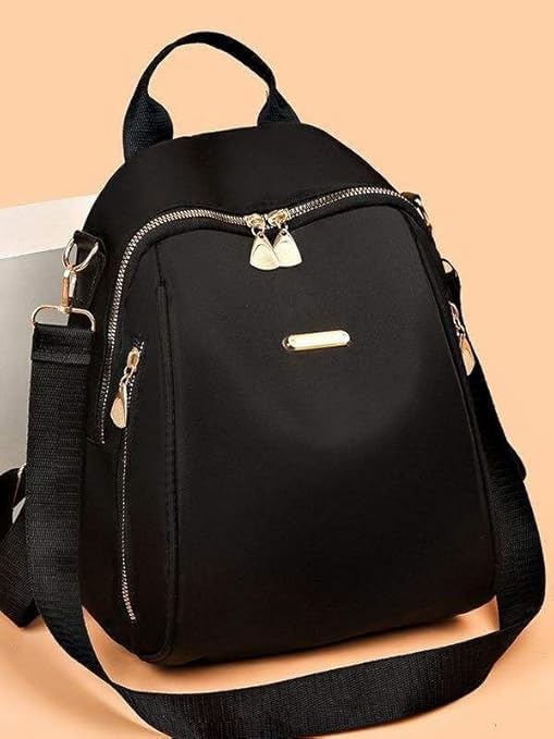 Image of Premium Designer Women's Backpack Purse - Stylish Nylon Backpack for Women, Fashion Travel Daypack with Anti-Theft Pocket, Lightweight & Durable Travel & Office Bag with Gold Zipper