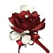 Boutonniere - White Rose with Red Hydrangea Boutonniere with Pin for Prom, Party, Wedding