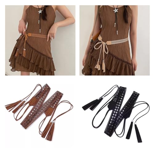 Cowgirl Waist Chain Casual Tie Belt Vintage Waist Ceinture Cowgirl Lady Belt Exquisite Hollow Flower Western Tie Belts For Wo2