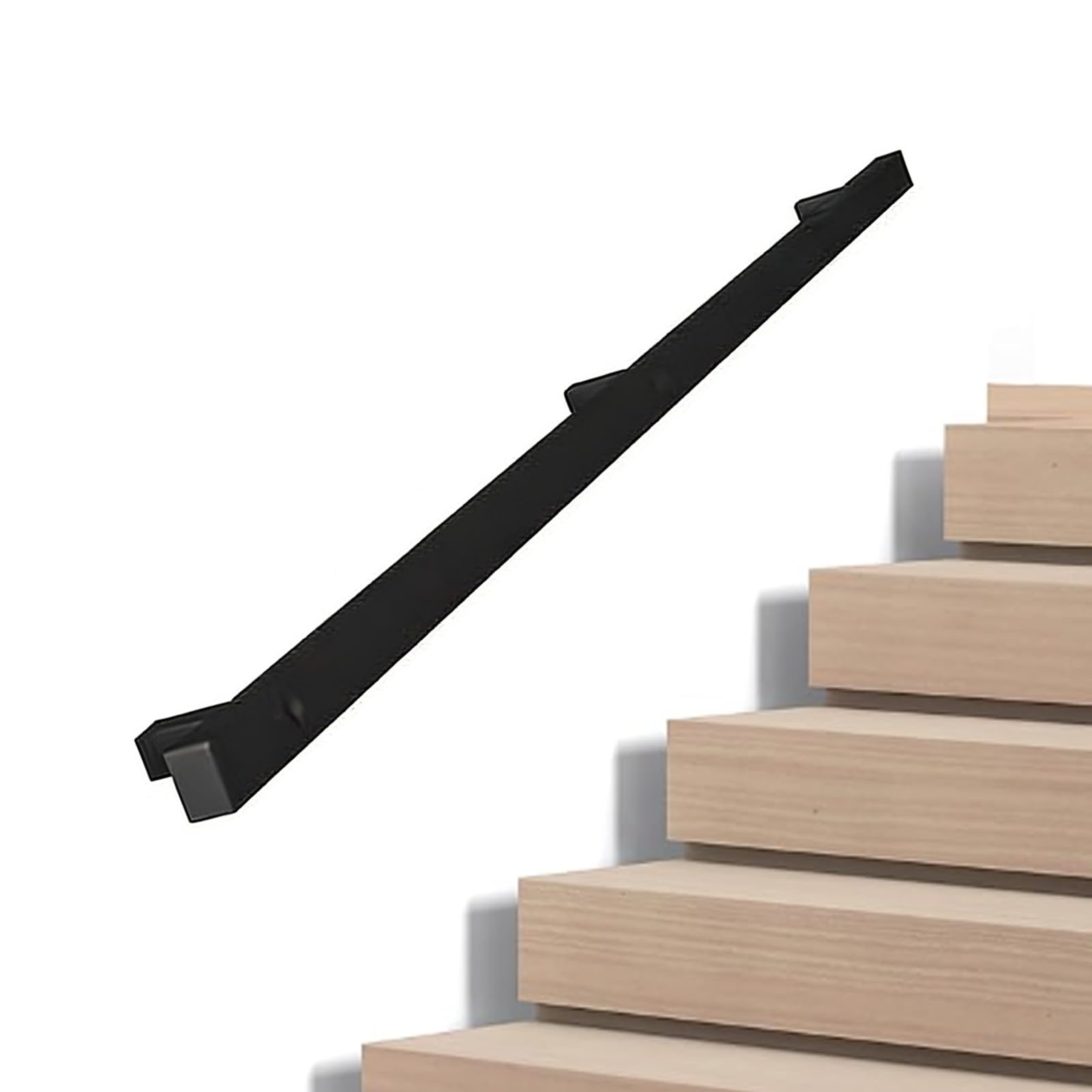 Rampe d'escalier antidérapante murale en métal noir pour un appui stable