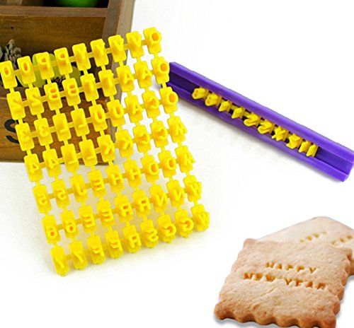 Set Of 72Pcs Alphabet Number & Letter Cookie Biscuit Stamp Embosser Cutter Fondant Diy Tool #TOP29