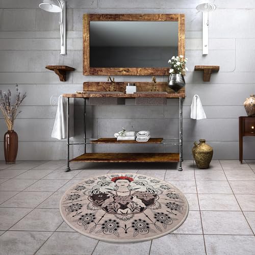 Bosdela Badezimmerteppich Frida Round, Ø100 cm – Runder, Weicher...