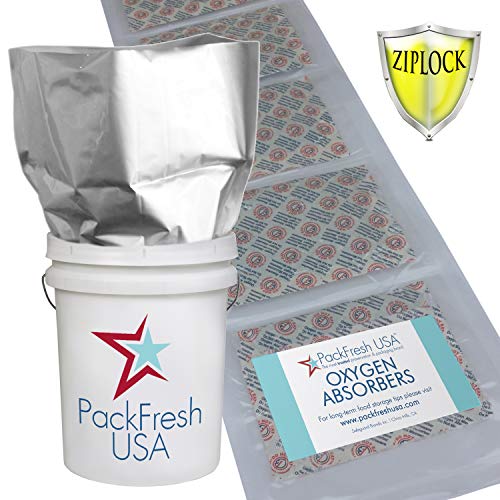 5 Gallon HD Ziplock Mylar bags with 2000cc Oxygen Absorbers Individually Sealed (12)
