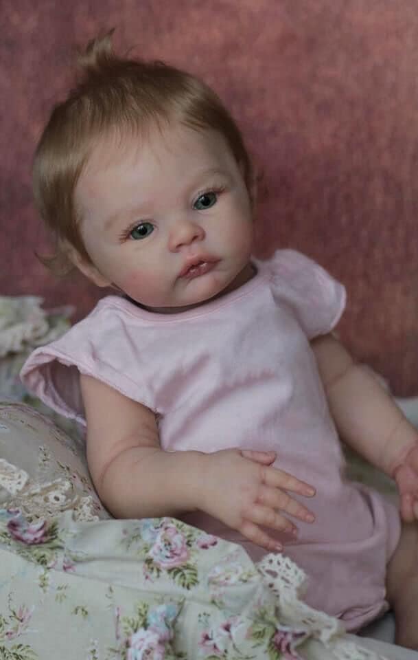 Anano Puppen Reborn Silikon Geschlossene Augen 50CM Große Realistische Babypuppe Baby Reborn (rot) – Bild 4