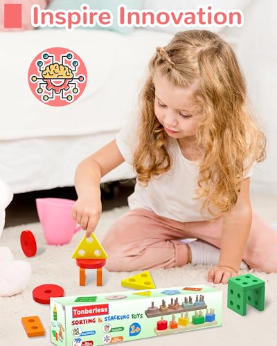 montessori toys for 1 2 3 year old boy girl toys for ages 2-4 toddlers kids baby 1 2 year old birthday gifts wooden learning puzzles shape sorter toy for toddlers 1-3