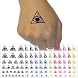 All Seeing Eye of Providence Temporary Tattoo Water Resistant Fake Body Art Set Collection - Red (One Sheet)