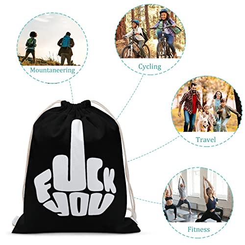 Fuck You Canvas Drawstring Backpack Fashionable Sports Sackpack Personalized Shoulder Bag for Men Women 35x50cm3