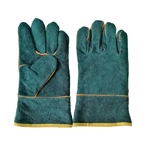 [クロスライフ] ペットグローブ 噛みつき防止 保護手袋 猫 犬 引っかき 厚手 洗濯可能 長い 35cm 牛革 (グリーン35cm)