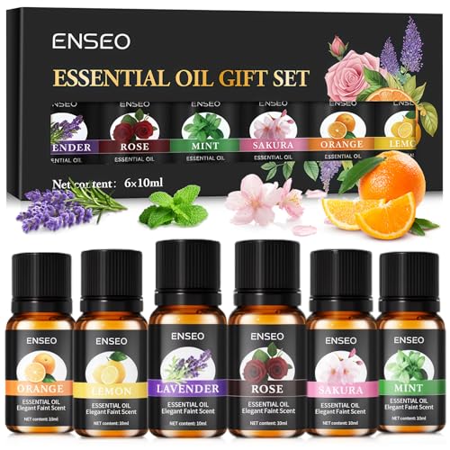 Aceites Esenciales para Humidificador 6 x 10ML,Puro Aceites Esenciales Naturales Aceite Perfumado,Set de aceites Esenciales Aromaterapia para Difusor,Para Piel Cuerpo Cuidado, Relajación,Masaje