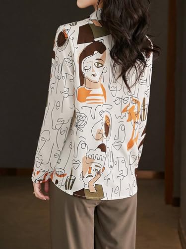 Image of TOPLOT Women's Shirt | Stylish Top Design | Modern Abstract & Floral Prints | Classic Collar with Front Closure for Polished and Everyday Styling | Long Sleeve Casual (5110)