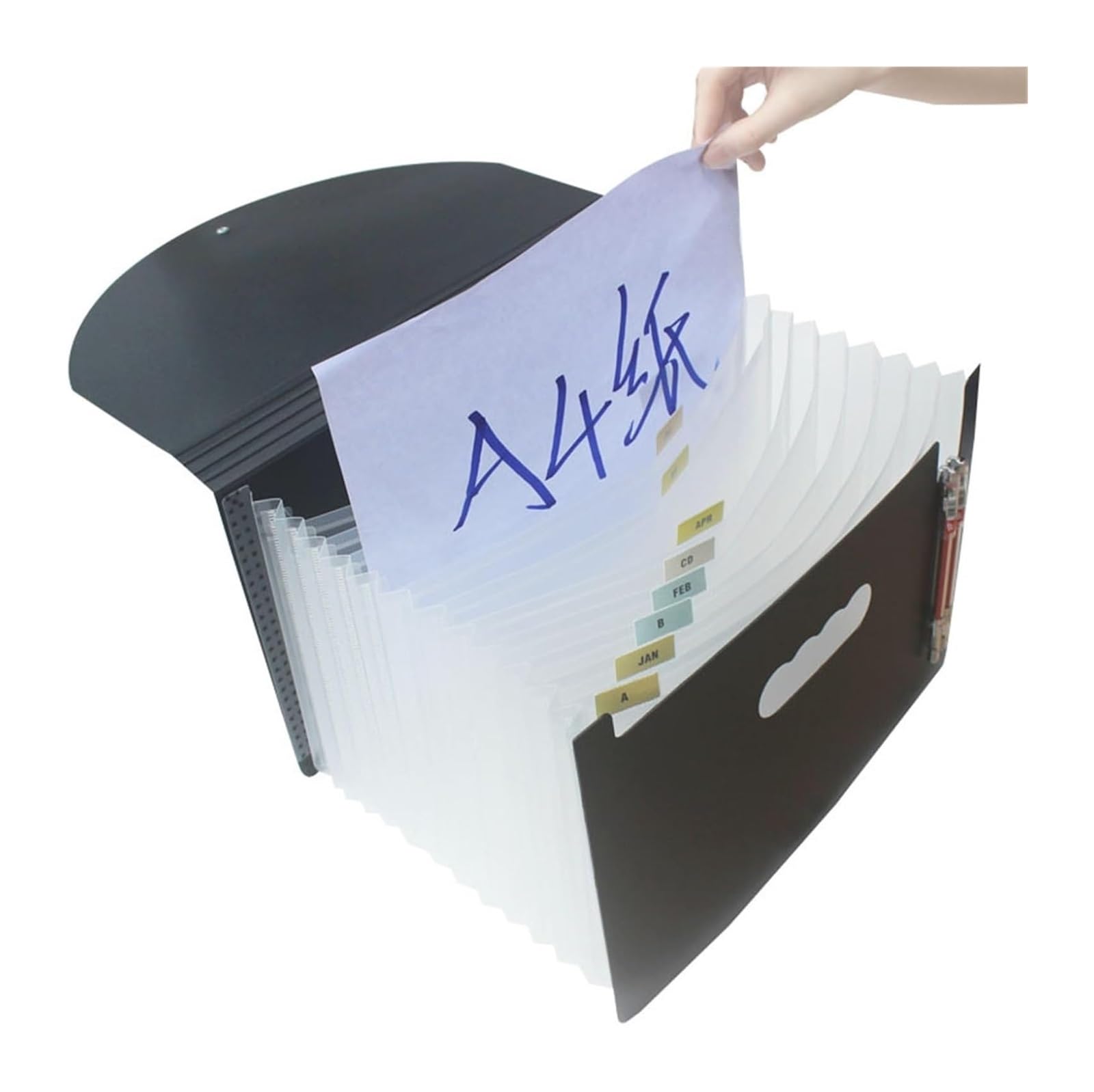 Cartelle ad alette, Cartella di file espandibile Mini cartella for organo Valigetta Porta carta for esame Organizer Clip Set da 1 pezzo for casa, ufficio e scuola(Black 2)