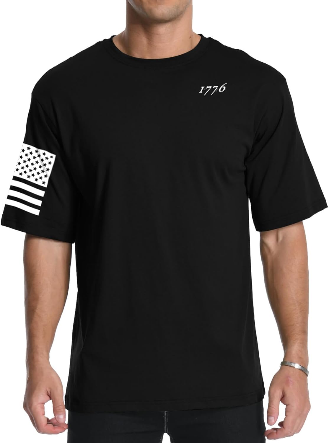 Men's Graphic Tees Short Sleeve 1776 USA Flag Crewneck Casual American Patriotic Regular T-Shirt for Men