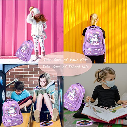 Unicorn Backpack For Girls Kids School Backpack For Elementary Water Resistant Girls School Bag Unicorn Bookbag 3 Piece Set With Insulated Lunch Bag And Pencil Case #TOP1
